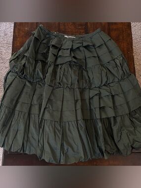 Sportmax Olive Green Tiered Poet Skirt in Size 6